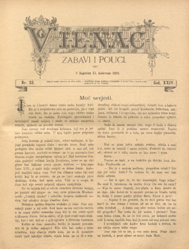 Vienac : zabavi i pouci. : 24,33(1892) / uredjuju V. Klaić i M. Maravić.