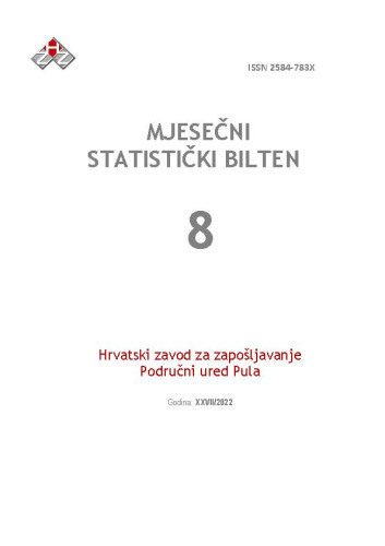 Mjesečni statistički bilten : 27,8(2022)   / Hrvatski zavod za zapošljavanje, Područni ured Pula ; urednica Tanja Lorencin Matić.