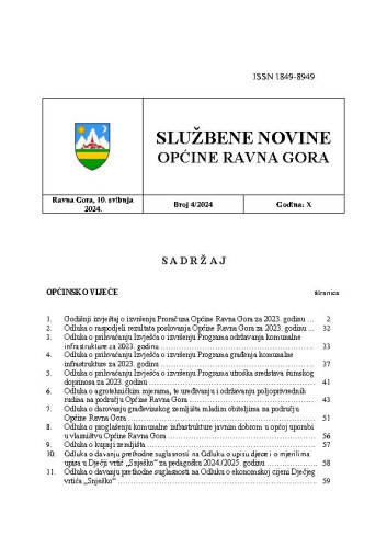 Službene novine Općine Ravna Gora  : službeno glasilo Općine Ravna Gora : 10,4(2024) / glavni urednik Mišel Šćuka.
