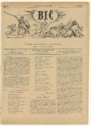 Bič   : list za šalu i satiru : 2, 18(1884)  / [odgovorni urednik Gavro Grünhut].