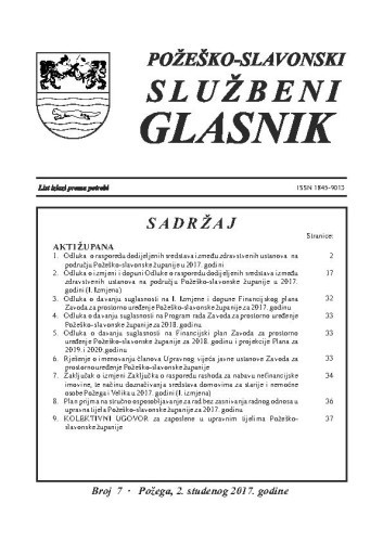 Požeško-slavonski službeni glasnik : 7(2017)  / odgovorni urednik Željko Obradović.
