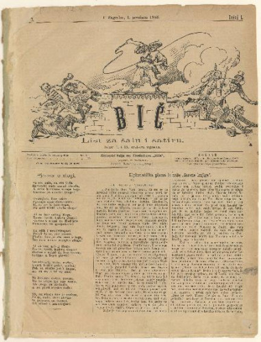 Bič   : list za šalu i satiru : 1, 3(1883)  / [odgovorni urednik Gavro Grünhut].