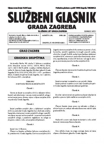 Službeni glasnik grada Zagreba : 65, 20(2021) / glavna urednica Mirjana Lichtner Kristić.