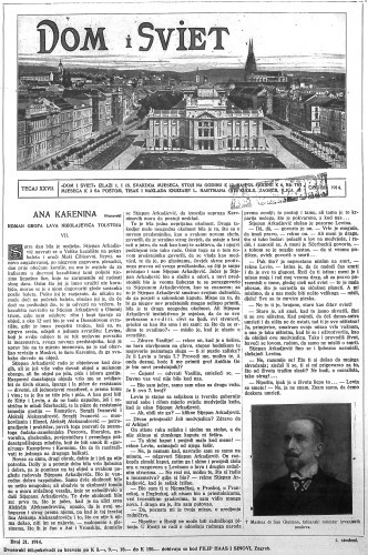 Dom i sviet   : ilustrovani list za zabavu, pouku i viesti dnevnih dogadjaja, javnom i društvenom životu, umjetnosti i znanosti, trgovini, obrtu, glazbi i kazalištu : 27,21(1914)  / urednik Stjepan Kugli.