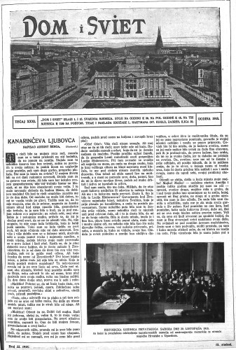 Dom i sviet  : ilustrovani list za zabavu, pouku i viesti dnevnih dogadjaja, javnom i društvenom životu, umjetnosti i znanosti, trgovini, obrtu, glazbi i kazalištu : 31,22(1918) / urednik Rudolf Kugli.