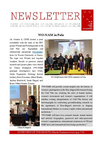 Newsletter : 96(2024) / Centre for Cultural and Historical Research of Socialism = Centar za kultorološka i povijesna istraživanja socijalizma ; editors Igor Duda, Anita Buhin.