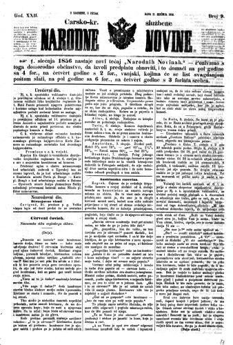 Carsko-kr. službene narodne novine : 22,9(1856) / privremeni učrednik Dr. Demeter.