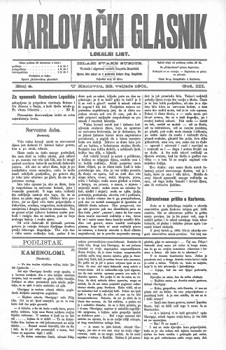 Karlovački glasnik : lokalni list : 3,8(1901) / odgovorni urednik Dragutin Hauptfeld.