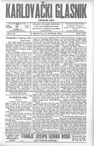 Karlovački glasnik : lokalni list : 3,19(1901) / odgovorni urednik Dragutin Hauptfeld.