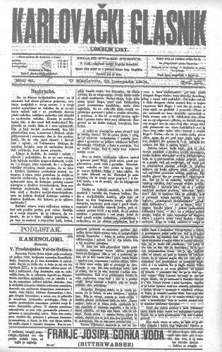Karlovački glasnik : lokalni list : 3,41(1901) / odgovorni urednik Dragutin Hauptfeld.