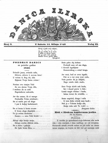 Danica ilirska : 9,2(1843) / učrednik Ljudevit Gaj.