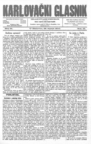Karlovački glasnik : 2,31(1900) / odgovorni urednik Dragutin Hauptfeld.