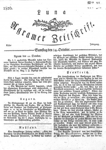 Luna Agramer Zeitschrift : 1,31(1826) / Herausgeber und Redacteurs F. S. Stauduar.