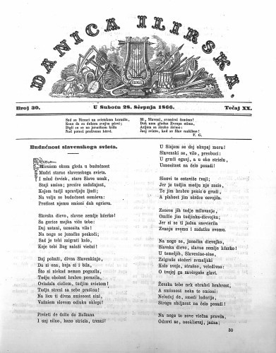 Danica ilirska : 20,30(1866)  / urednik Ljudevit Gaj.