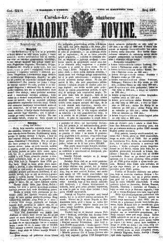 Carsko-kr. službene narodne novine : 26,197(1860)  / odgovorni učrednik Dr. Demeter.