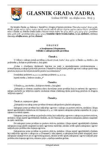 Glasnik grada Zadra : 28,3(2021) /  odgovorna Mirjana Zubčić
