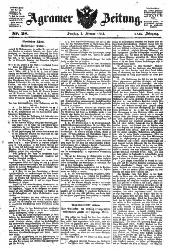 Agramer Zeitung : 29,28(1854) / für die Redaktion verantwortlich Ivan Sonvan. 