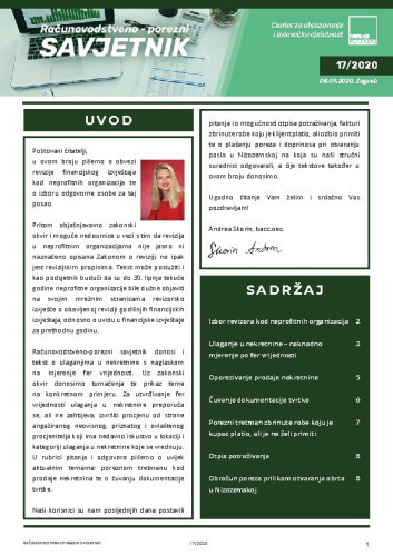 Računovodstveno-porezni savjetnik : 17(2020)  / glavni urednik Ivana Lukić.