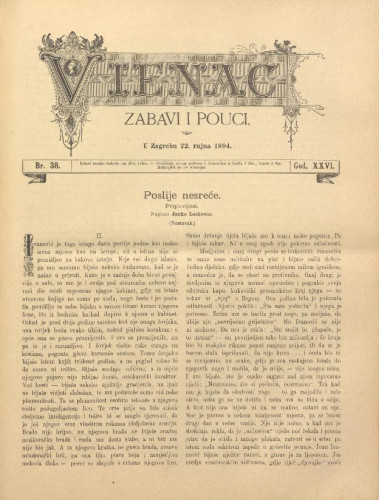 Vienac : zabavi i pouci. : 26,38(1894) / uredjuje J. Pasarić.
