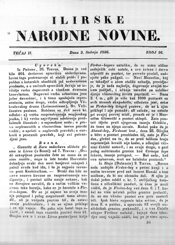 Ilirske narodne novine : 2,36(1836) / redaktor Ljudevit Gay.