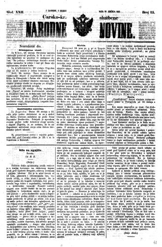 Carsko-kr. službene narodne novine : 22,25(1856)  / privremeni učrednik Dr. Demeter.
