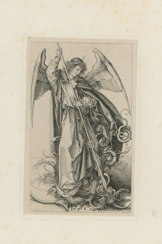 [Sveti Mihael ubija zmaja]   / [Alois] Petrak ; [prema Martinu Schongaueru].