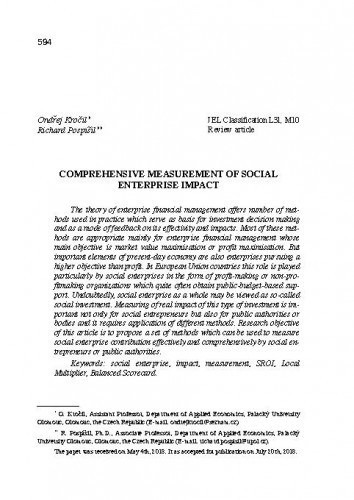 Comprehensive measurement of social enterprise impact /Ondřej Kročil, Richard Pospíšil.