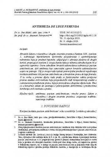 Antihreza de lege ferenda / Ines Matić, Anamari Petranović.
