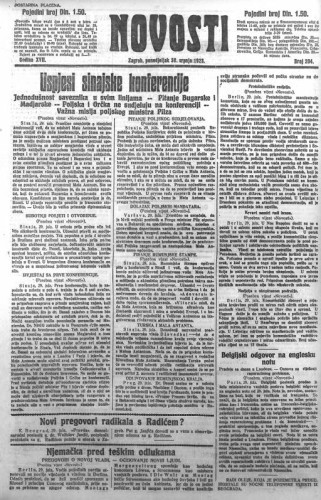 Novosti : 18,204(1923) / odgovorni urednik Lj. Z. Kara.