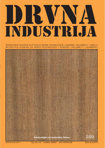 Drvna industrija : znanstveni časopis za pitanja drvne tehnologije : 71,2(2020) / glavni i odgovorni urednik Ružica Beljo-Lučić.