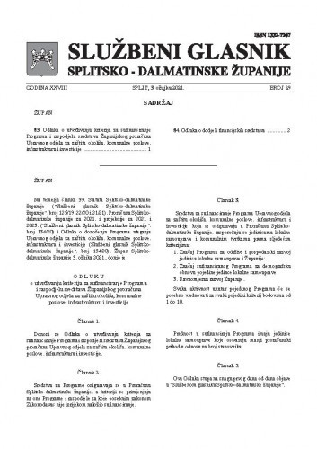 Službeni glasnik Županije splitsko-dalmatinske : 28, 29(2021) /