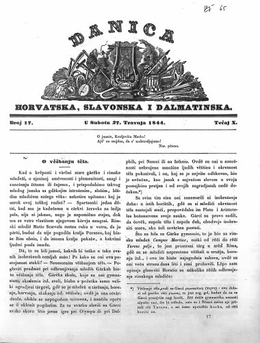 Danica horvatska, slavonska i dalmatinska : 10,17(1844)  / učrednik Ljudevit Gaj.