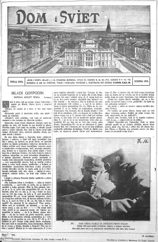 Dom i sviet  : ilustrovani list za zabavu, pouku i viesti dnevnih dogadjaja, javnom i društvenom životu, umjetnosti i znanosti, trgovini, obrtu, glazbi i kazalištu : 30,24(1917) / urednik Rudolf Kugli.