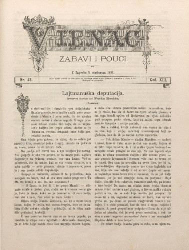 Vienac : zabavi i pouci. : 13,45(1881) / urednik August Šenoa.