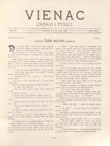 Vienac : zabavi i pouci. : 34,26(1902) / uredjuje Gjuro Arnold.