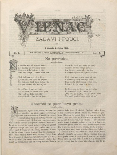 Vienac : zabavi i pouci. : 10,5(1878) / urednik August Šenoa.