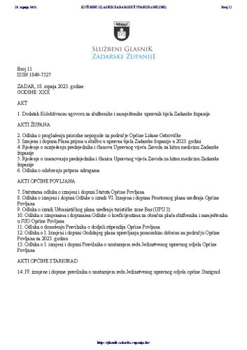 Službeni glasnik Zadarske županije : 30,11(2023)