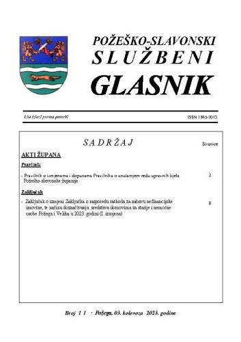 Požeško-slavonski službeni glasnik : 11(2023)  / glavna urednica Mateja Tomašević.