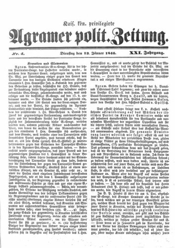 Agramer politische Zeitung : 21,4(1846) / Verlager und Redacteur Franz Stauduar.