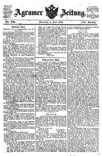 Agramer Zeitung : 29,79(1854) / für die Redaktion verantwortlich Ivan Sonvan. 