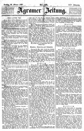 Agramer Zeitung : 25,45(1850) / Redacteur und Verleger F. S. Stauduar.