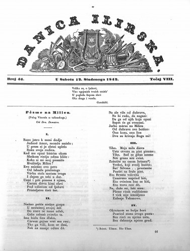 Danica ilirska : 8,46(1842) / učrednik Ljudevit Gaj.
