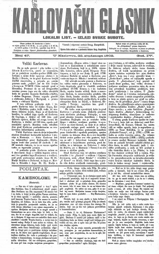 Karlovački glasnik : lokalni list : 4,47(1902) / odgovorni urednik Drag. Hauptfeld.