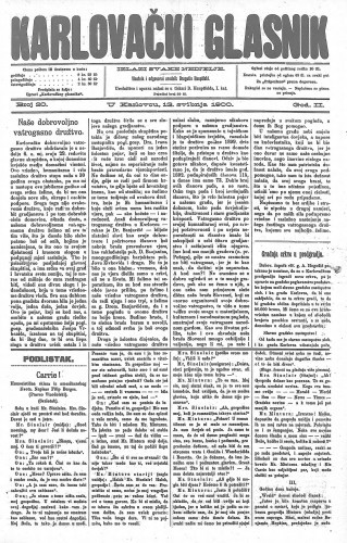 Karlovački glasnik : 2,20(1900) / odgovorni urednik Dragutin Hauptfeld.
