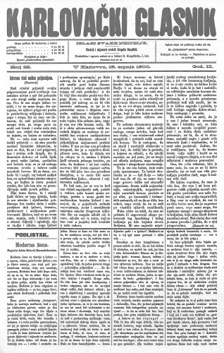 Karlovački glasnik : 2,29(1900) / odgovorni urednik Dragutin Hauptfeld.