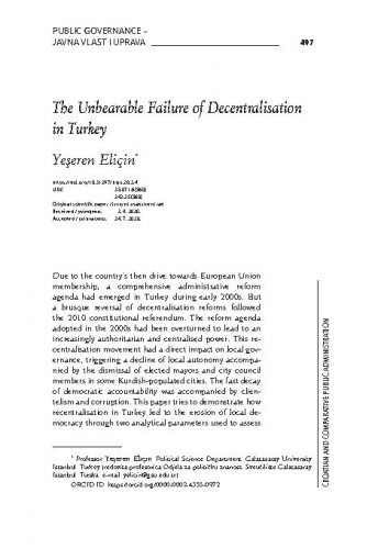 The unbearable failure of decentralisation in Turkey / Yeseren Elicin.