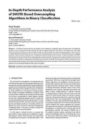 In-depth performance analysis of SMOTE-based oversampling algorithms in binary classification / Mario Dudjak, Goran Martinović.