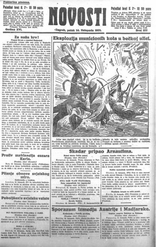 Novosti : 16,277(1921) / odgovorni urednik Lj. Z. Kara.