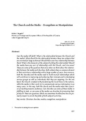 The Church and the media : evangelism or manipulation / Robert Bogešić.