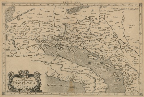 Tabula V. Europae in qua Raetia, Pannonia, Noricum, Liburnia, Dalmatia, cum Italiae parte / [Gerhard Mercator].